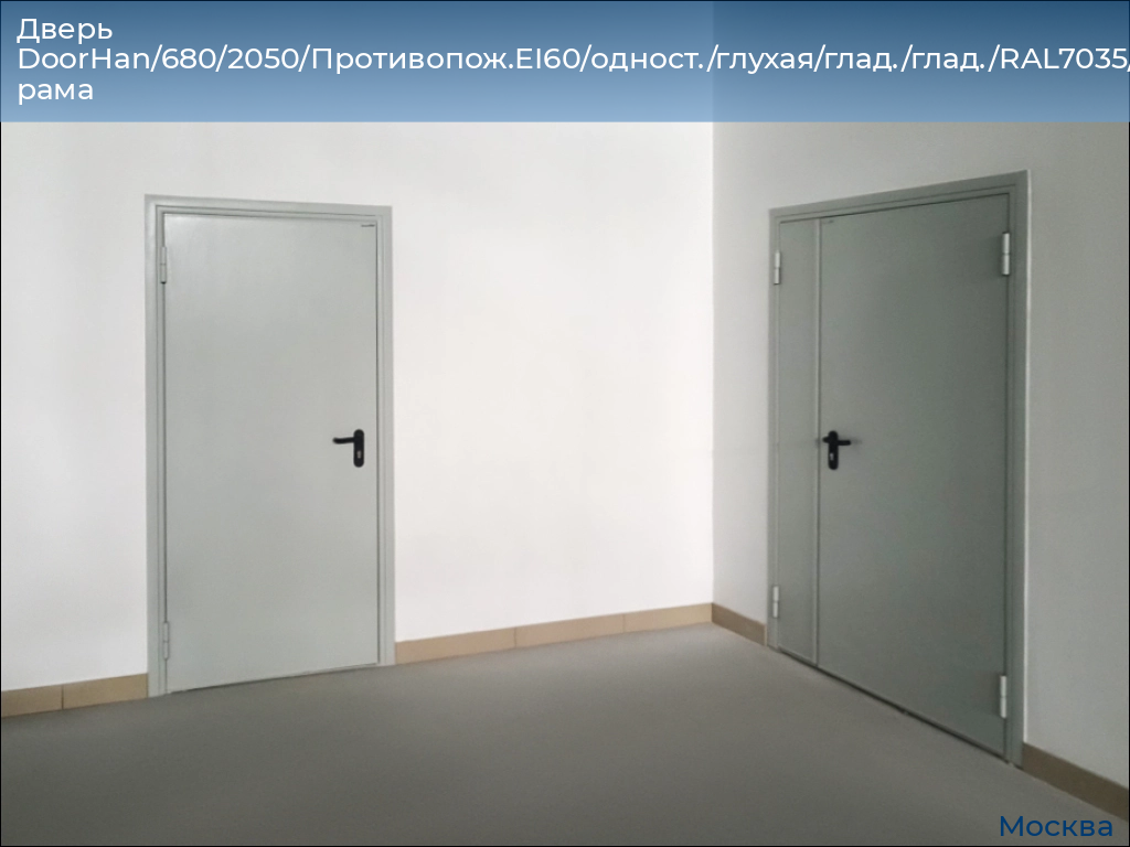 Дверь DoorHan/680/2050/Противопож.EI60/одност./глухая/глад./глад./RAL7035/прав./угл. рама, 