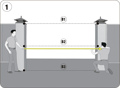 Замерьте  ширину  проема  (В)   в  трех  разных  точках  и  запишите  максимальное значение.